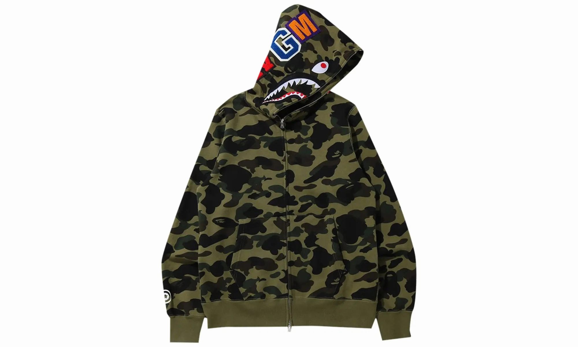 1st Camo Shark Full Zip Hoodie "GREEN"