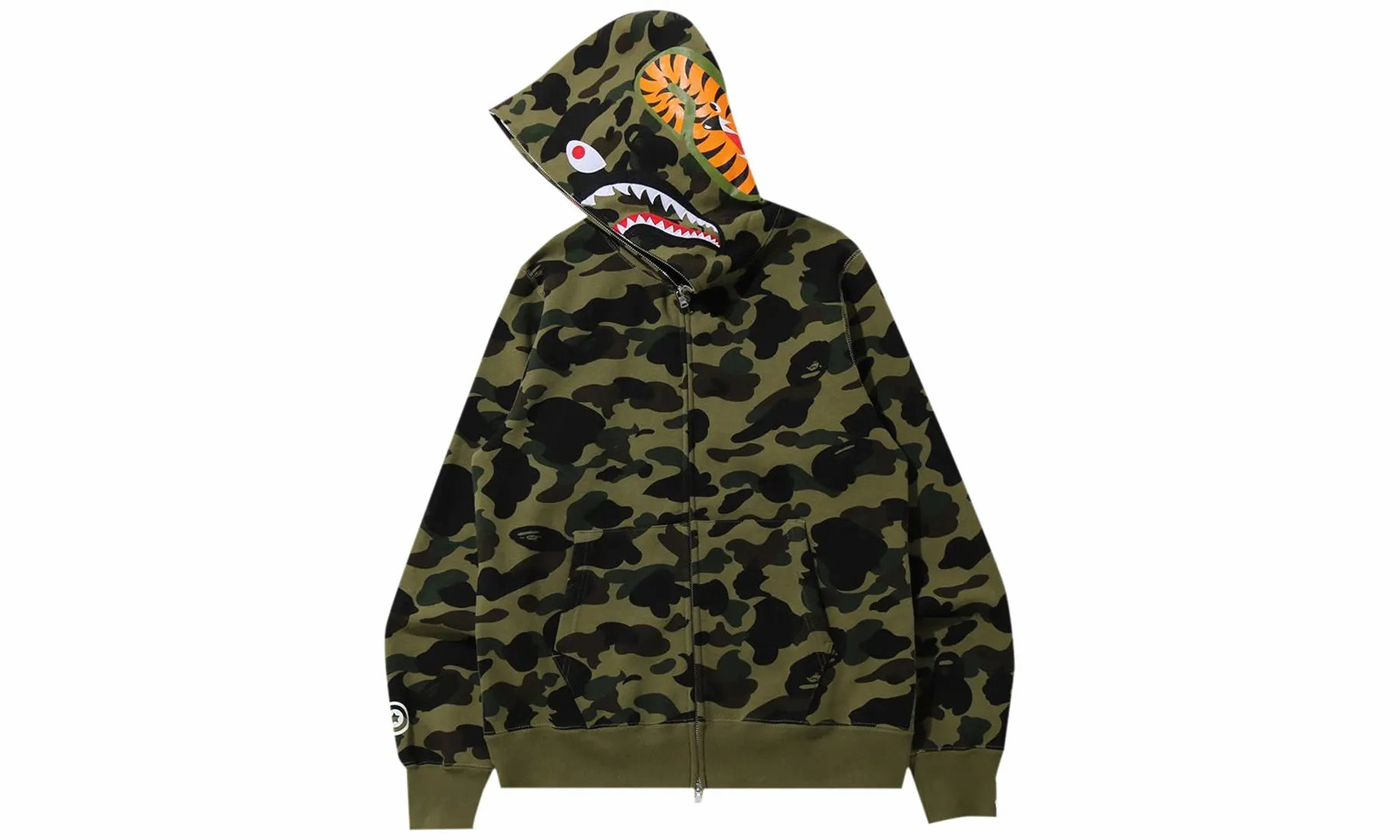 1st Camo Shark Full Zip Hoodie "GREEN"