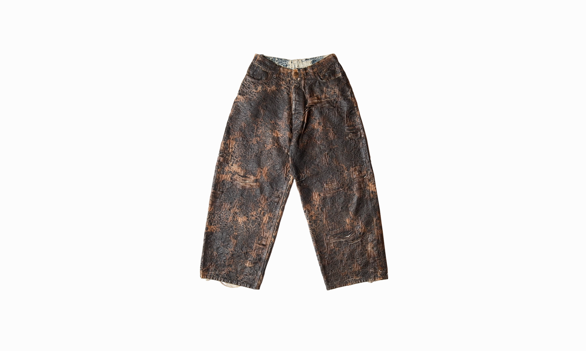 Always Fits Well Tailored Fit 2023 Distressed Monogram Coating Jeans "Brown"