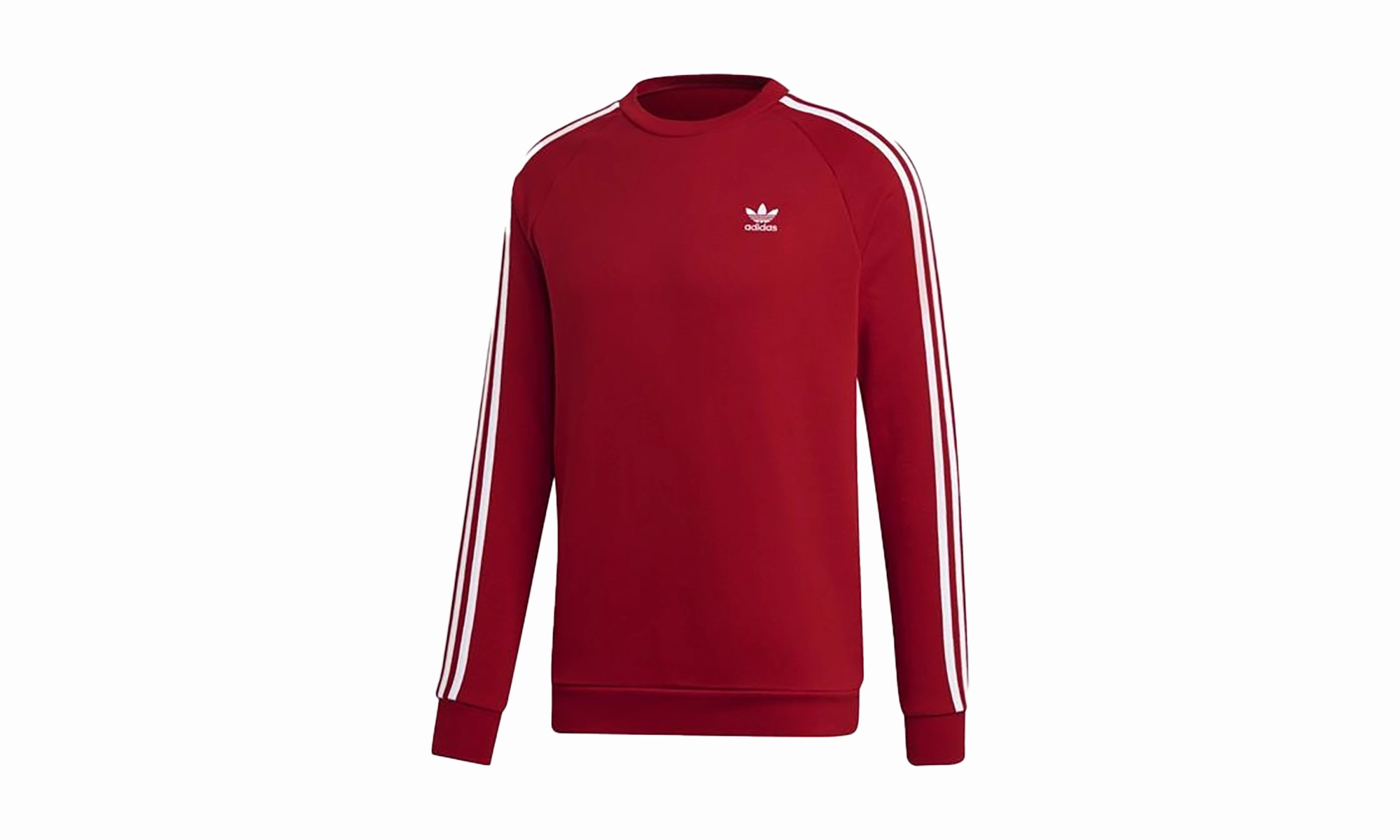 Tencel Blend Fabric 3 Stripes Crew Neck Sweatshirt "Red"