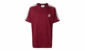 Ergonomic Pattern ElasticCuffDesign 3-Stripes T-Shirt "Burgundy / White"