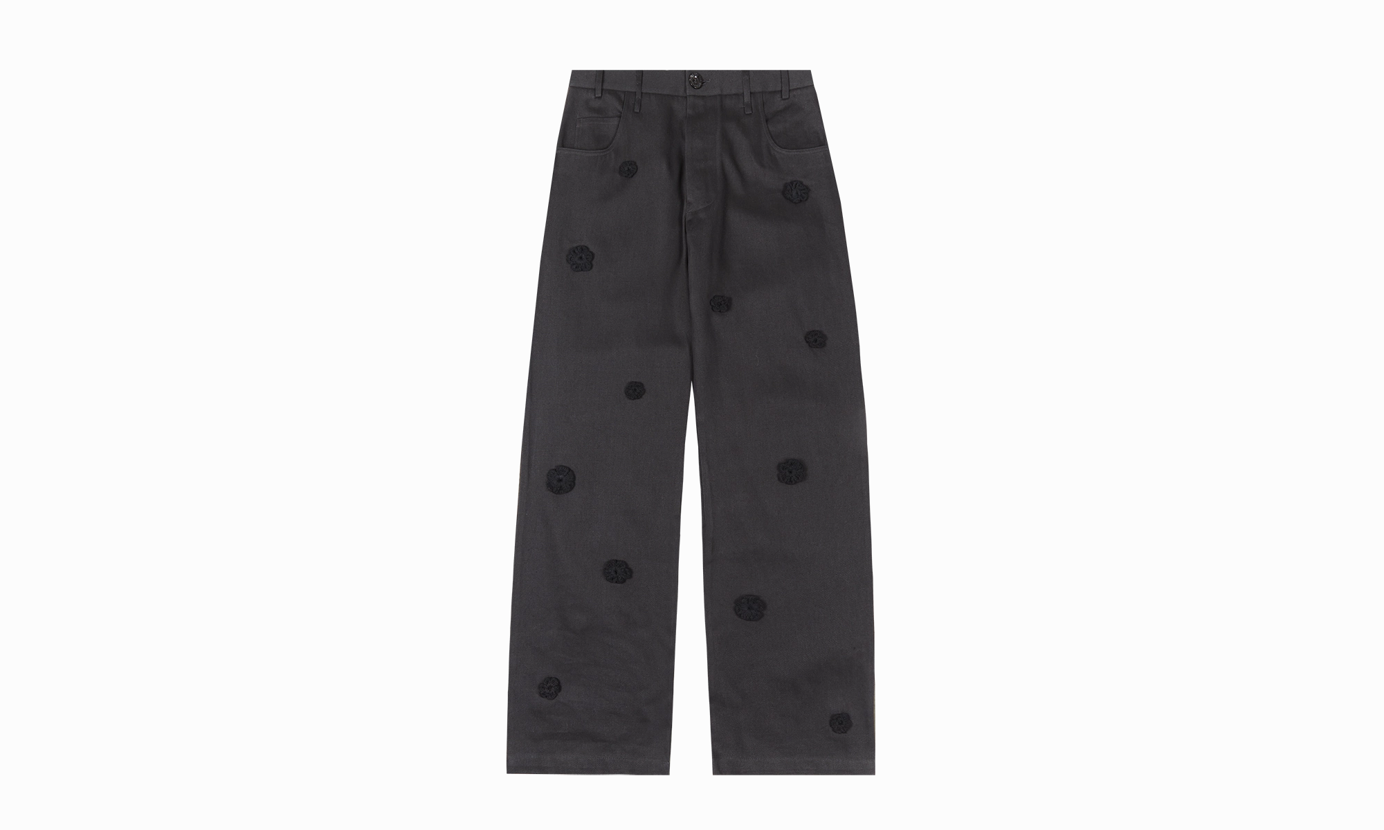 Smart Wardrobe "Daisy" Long Work Pant Flowers Jeans "Black"