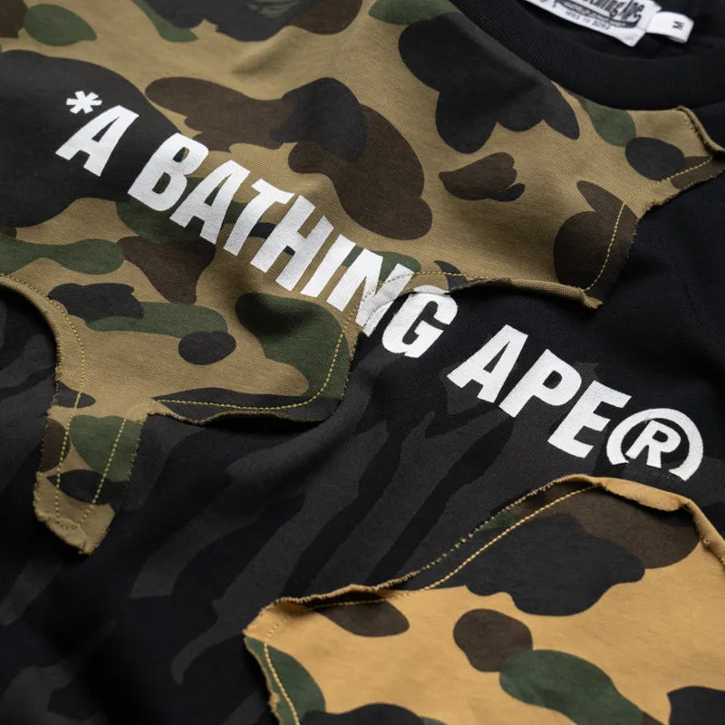 metallic hem A Bathing Ape 1st Camo Upcycled Logo Tee - Black