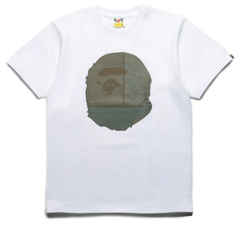 high-low hem earthy colors A Bathing Ape A Rising Bape Tee - White