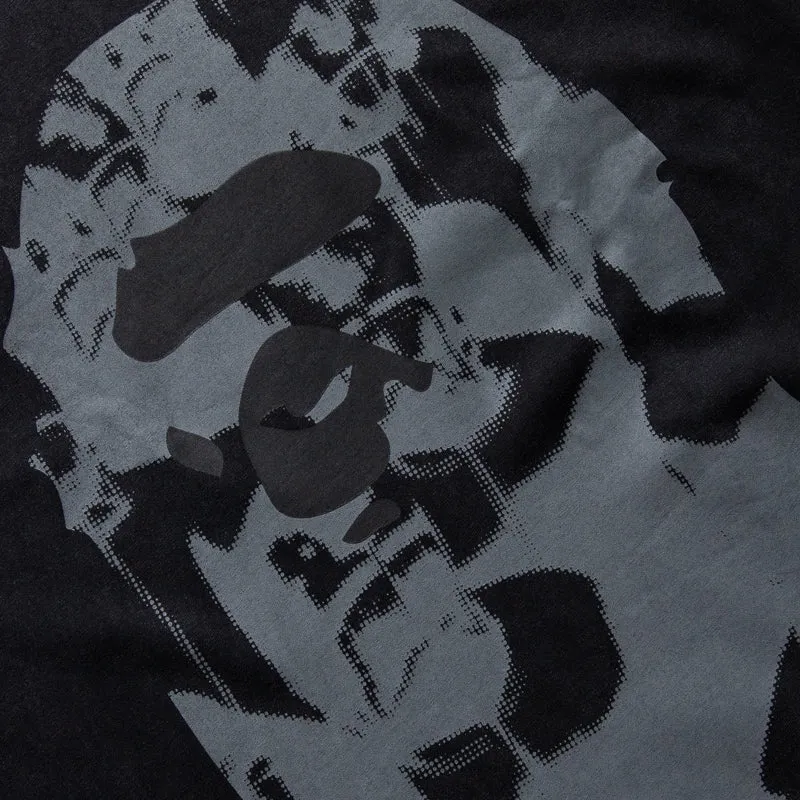 A Bathing Ape Ape Head Heavy Washed Tee - Black skiing event metallic hem