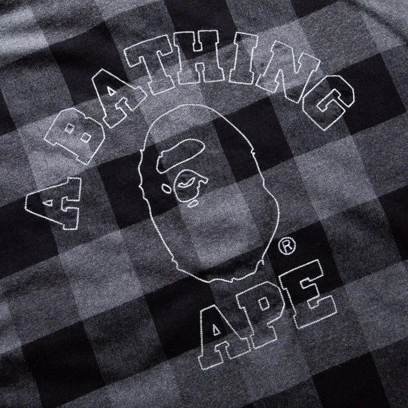 Pullover Design Must-Have Item A Bathing Ape Bape Check Ape Flannel Shirt - Black/Grey