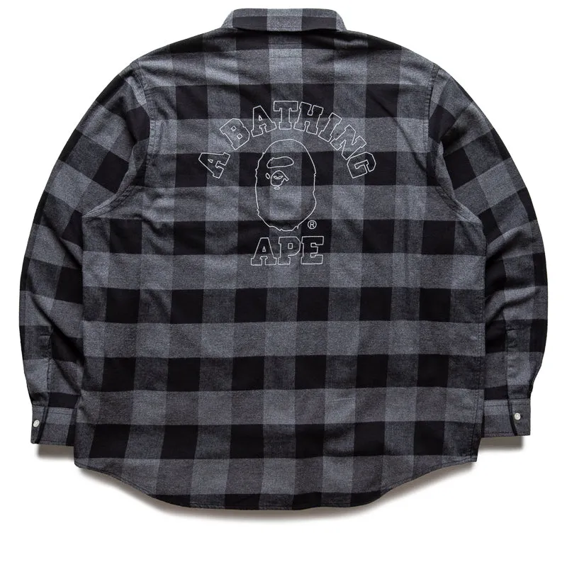 A Bathing Ape Bape Check Ape Flannel Shirt - Black/Grey Petite Cut Budget Friendly