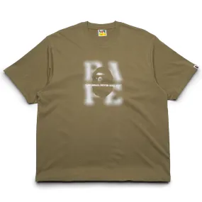 A Bathing Ape Blur Logo Tee - Olive Drab beaded hem