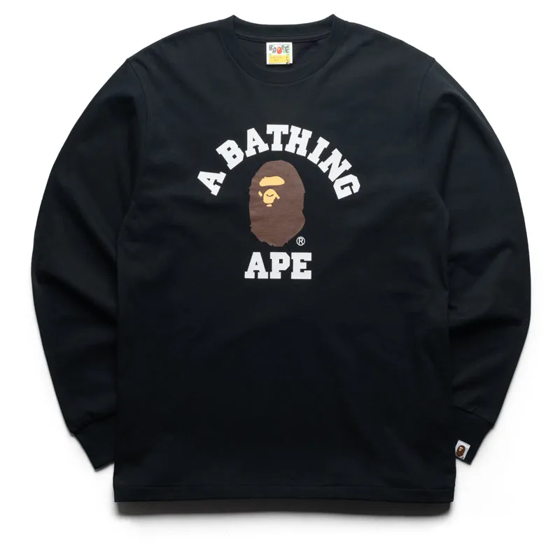 A Bathing Ape College L/S Tee - Black Oversized