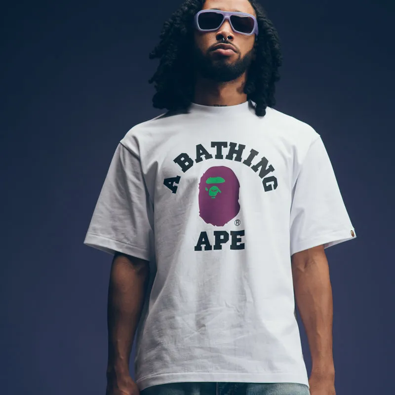 A Bathing Ape College Tee - White boat venue quick-drying