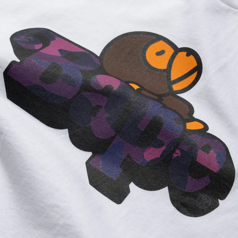 Embroidered Details A Bathing Ape Color Camo Milo On Bape Tee - White/Purple