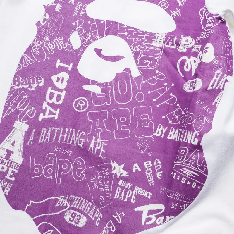 A Bathing Ape Comic Art Tee - White/Purple Adjustable Feature American size