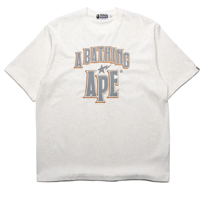 Abstract Pattern A Bathing Ape Crack Print Pattern Logo Tee - White