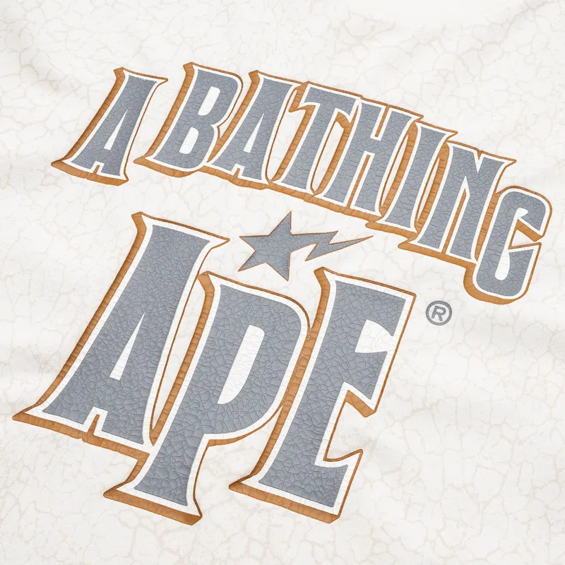 spring season Beach Wear A Bathing Ape Crack Print Pattern Logo Tee - White
