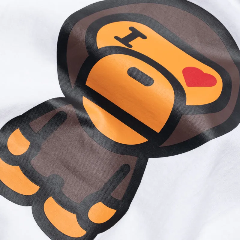 A Bathing Ape Heart Baby Milo Tee - White Reinforced Button Placket Solid Color