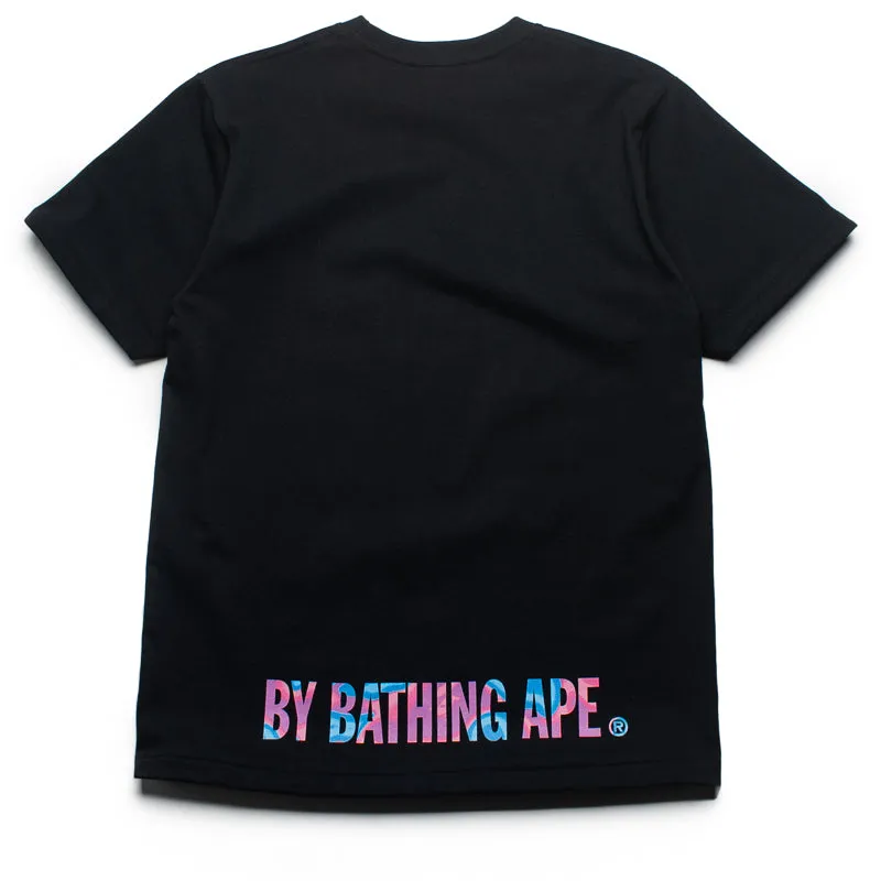 A Bathing Ape Liquid Camo Ape Face Sta Tee - Black/Pink Layered Hem Reinforcement