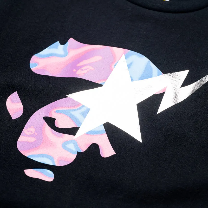 A Bathing Ape Liquid Camo Ape Face Sta Tee - Black/Pink ruffles Ankle length