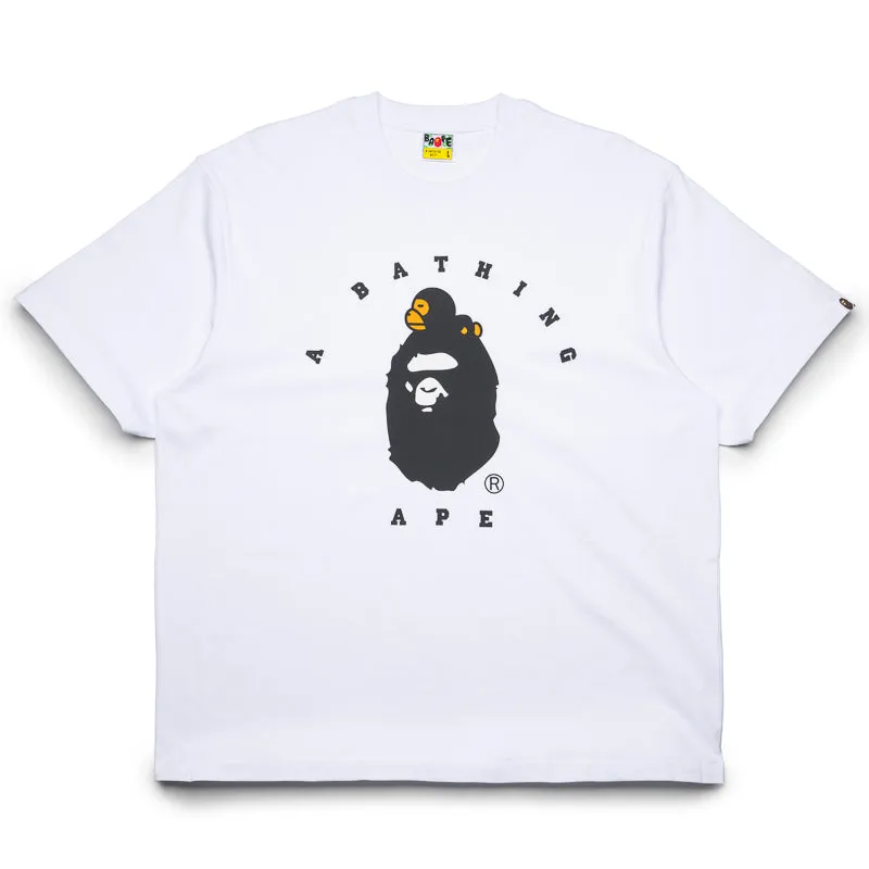 A Bathing Ape Milo College Tee - White kimono silhouette Flatlock Seam Technique