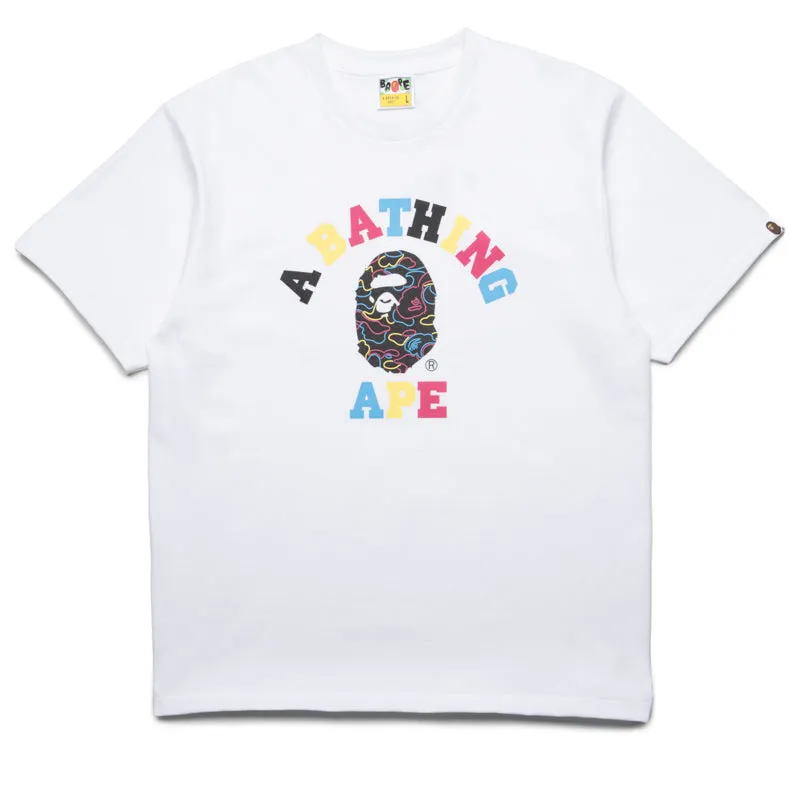 classicness Business Trip A Bathing Ape Neon Camo College Tee - White