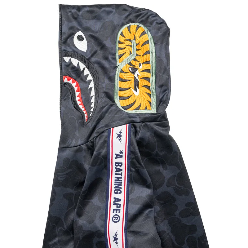 Cheetah like A Bathing Ape Solid Camo Shark Full Zip Hoodie - Black