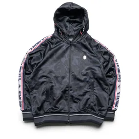 Embroidered Details Neutral Tones A Bathing Ape Solid Camo Shark Full Zip Hoodie - Black