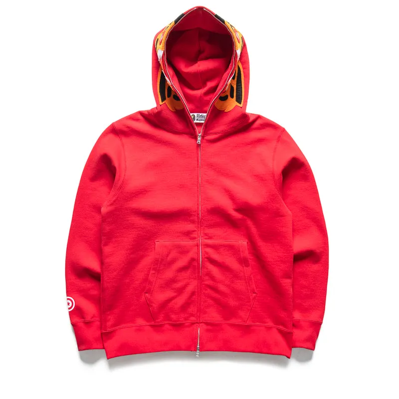 A Bathing Ape Tiger Full Zip Hoodie - Red Classic Pullover Design