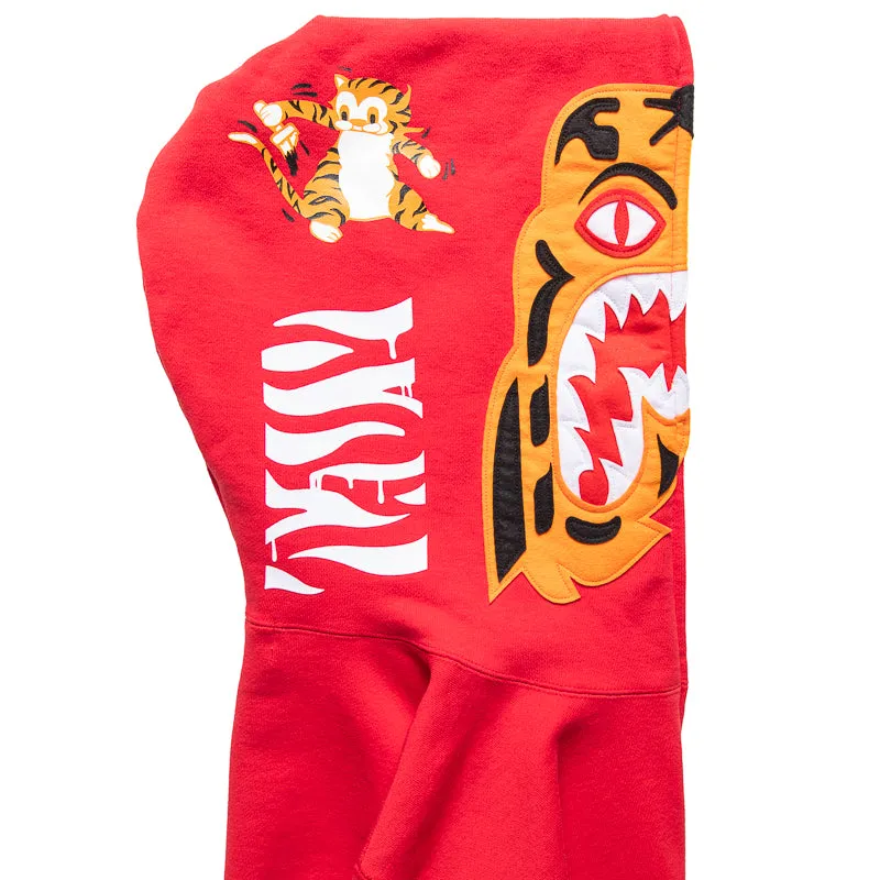 A Bathing Ape Tiger Full Zip Hoodie - Red Regular Fit