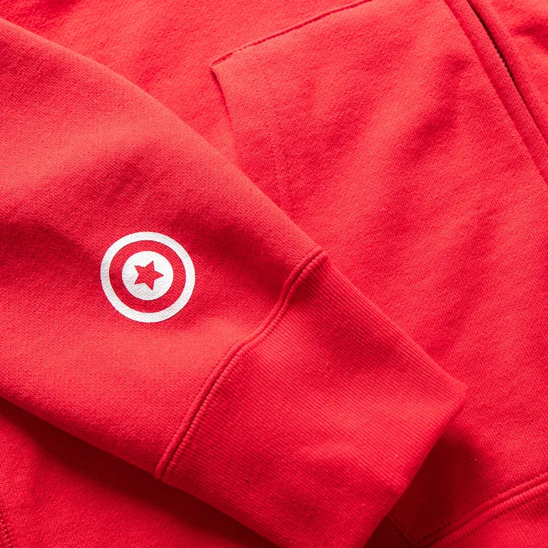 A Bathing Ape Tiger Full Zip Hoodie - Red fuzzy texture