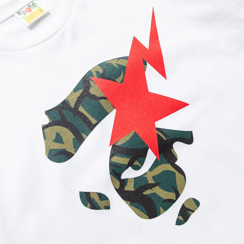 Ultraviolet Protection Factor A Bathing Ape Trail Camo Ape Face Sta Tee - White/Green
