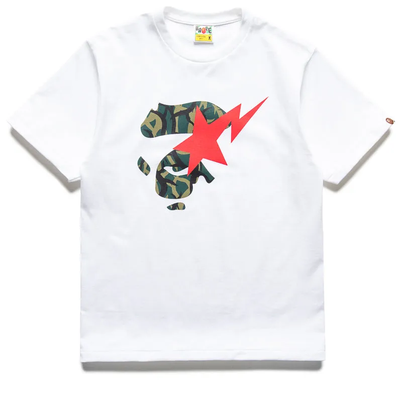night buckle A Bathing Ape Trail Camo Ape Face Sta Tee - White/Green