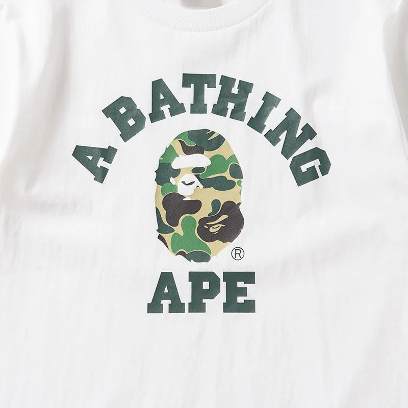 A Bathing Bape ABC Camo College Tee - White/Green Mansion