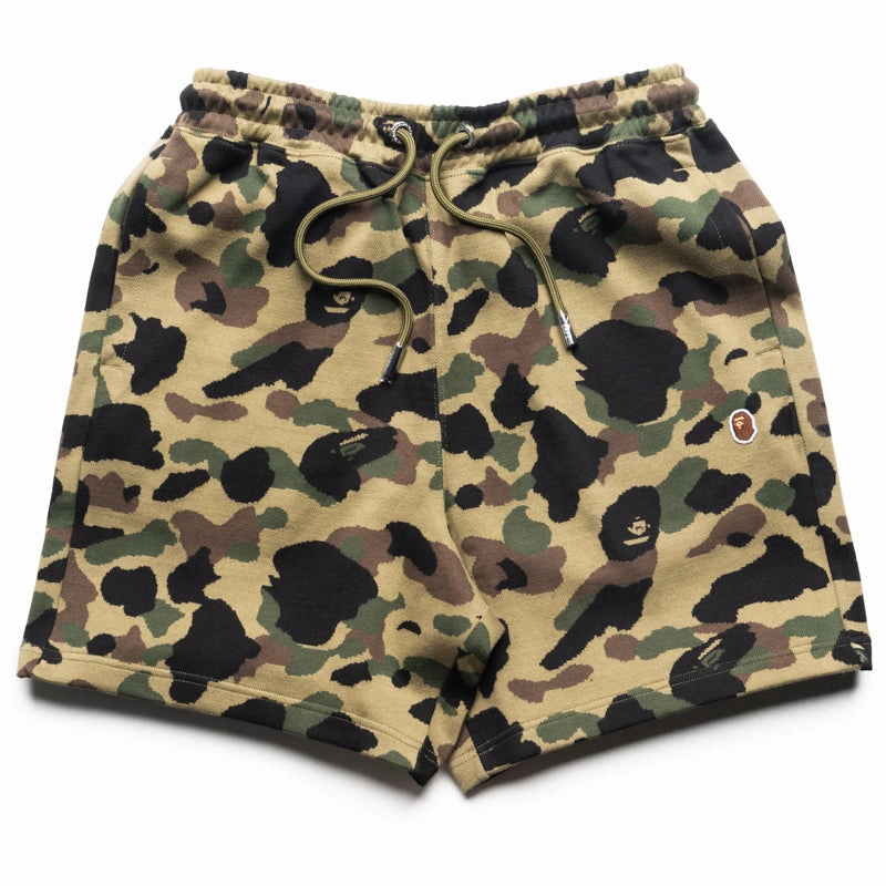swim trunks Stretch Fabric A Bathing Ape 1st Camo Jacquard One Point Sweat Shorts - Green