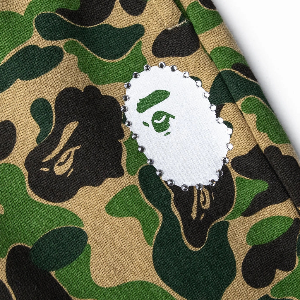 Non SlipInnerLayer A Bathing Ape ABC Crystal Stone Sweatpants - Green