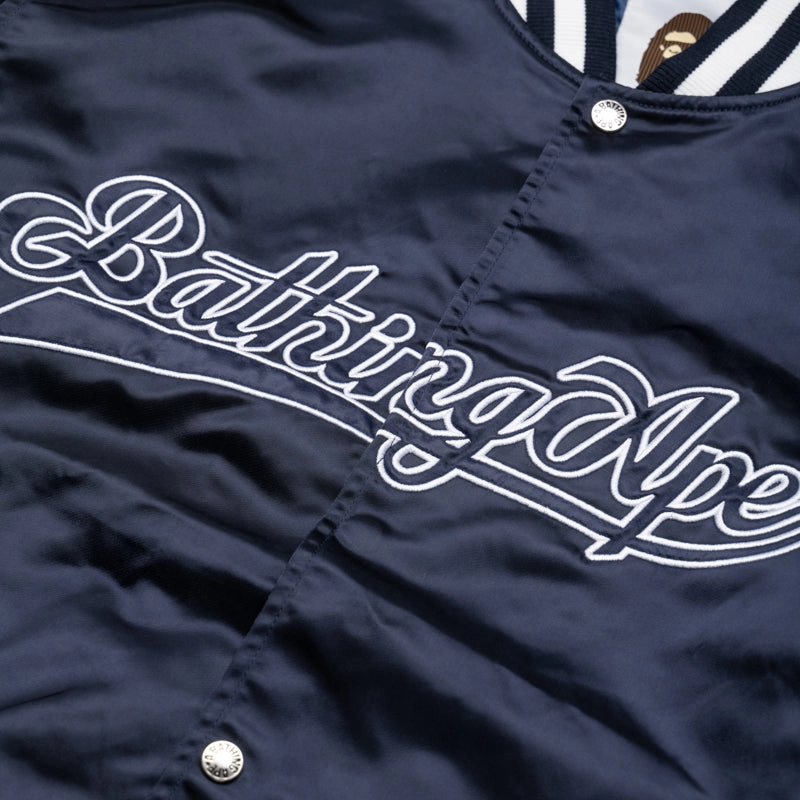 Stretch Comfort A Bathing Ape Baseball Varsity Jacket - Navy