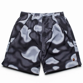 stretchy fabric garden work A Bathing Ape Liquid Camo One Point Beach Shorts - Black
