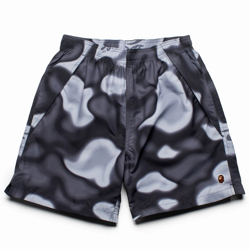 stretchy fabric garden work A Bathing Ape Liquid Camo One Point Beach Shorts - Black