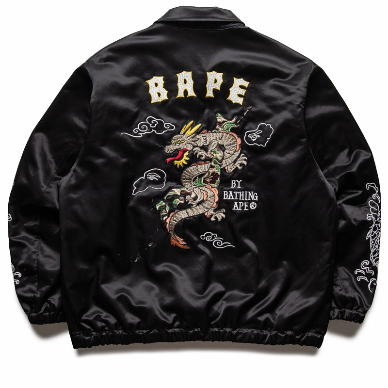 A Bathing Ape Satin Souvenir Jacket - Black Reflective