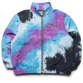 Plain Collapsible Hood Structure A Bathing Ape Tie Dye Track Jacket - Black
