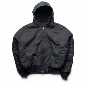 Represent Hooded Bomber - Washed Black Wax Premium Fit