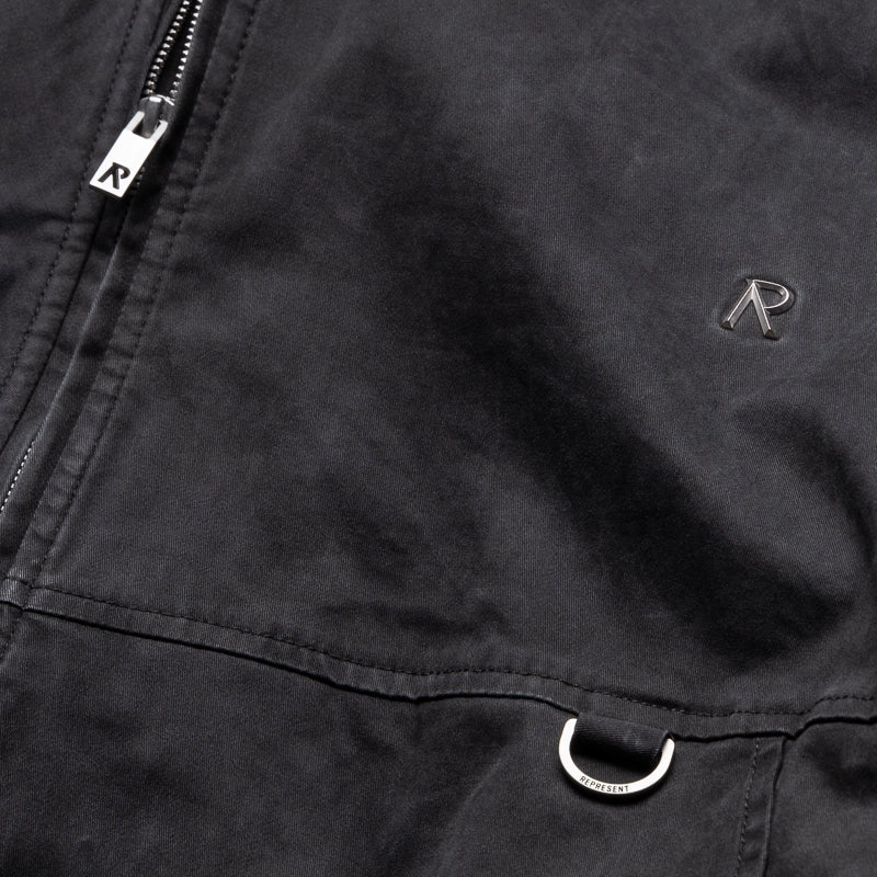 Oversized Debit Represent Hooded Bomber - Washed Black