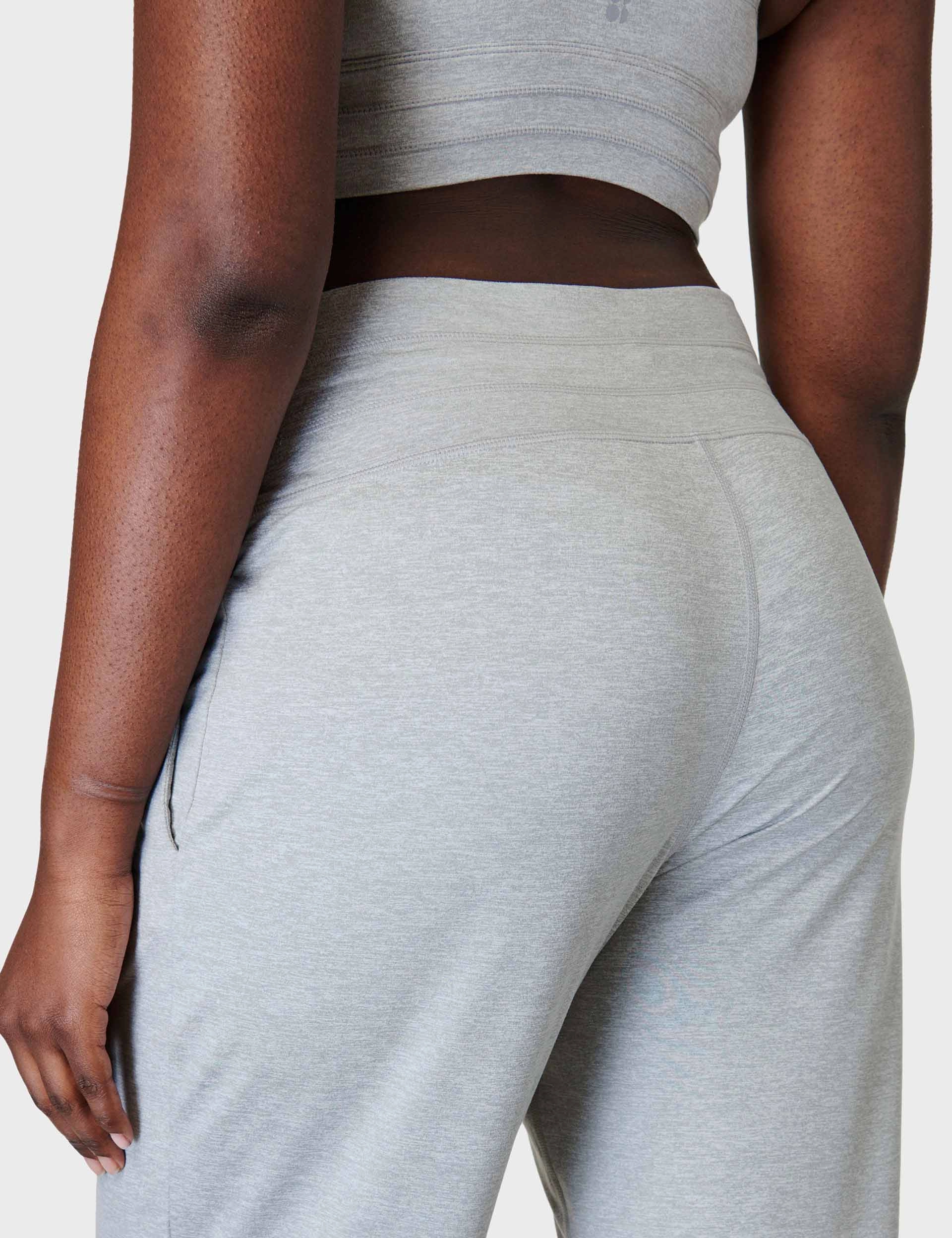 Gaia Yoga Pants - Light Grey Marl Non Binding Leg Design Ventilated Mesh Panels