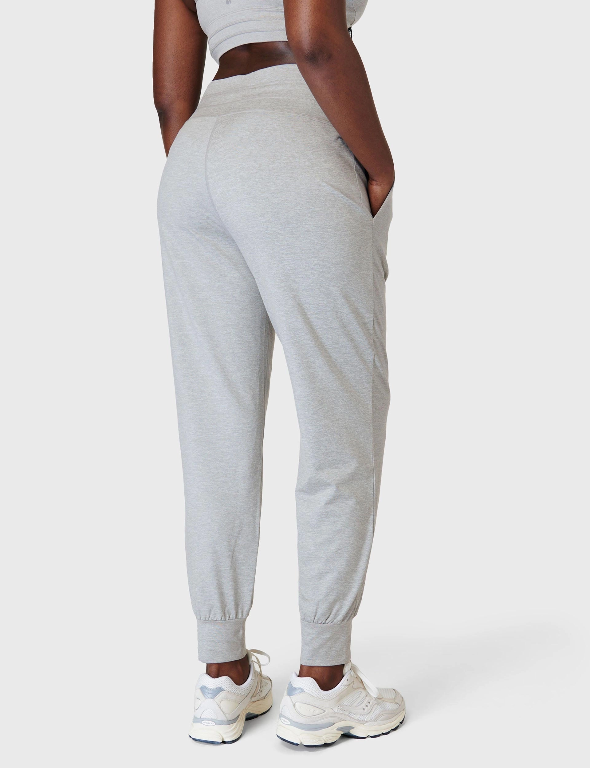 No Ride Up Waist Gusset Crotch Design Gaia Yoga Pants - Light Grey Marl