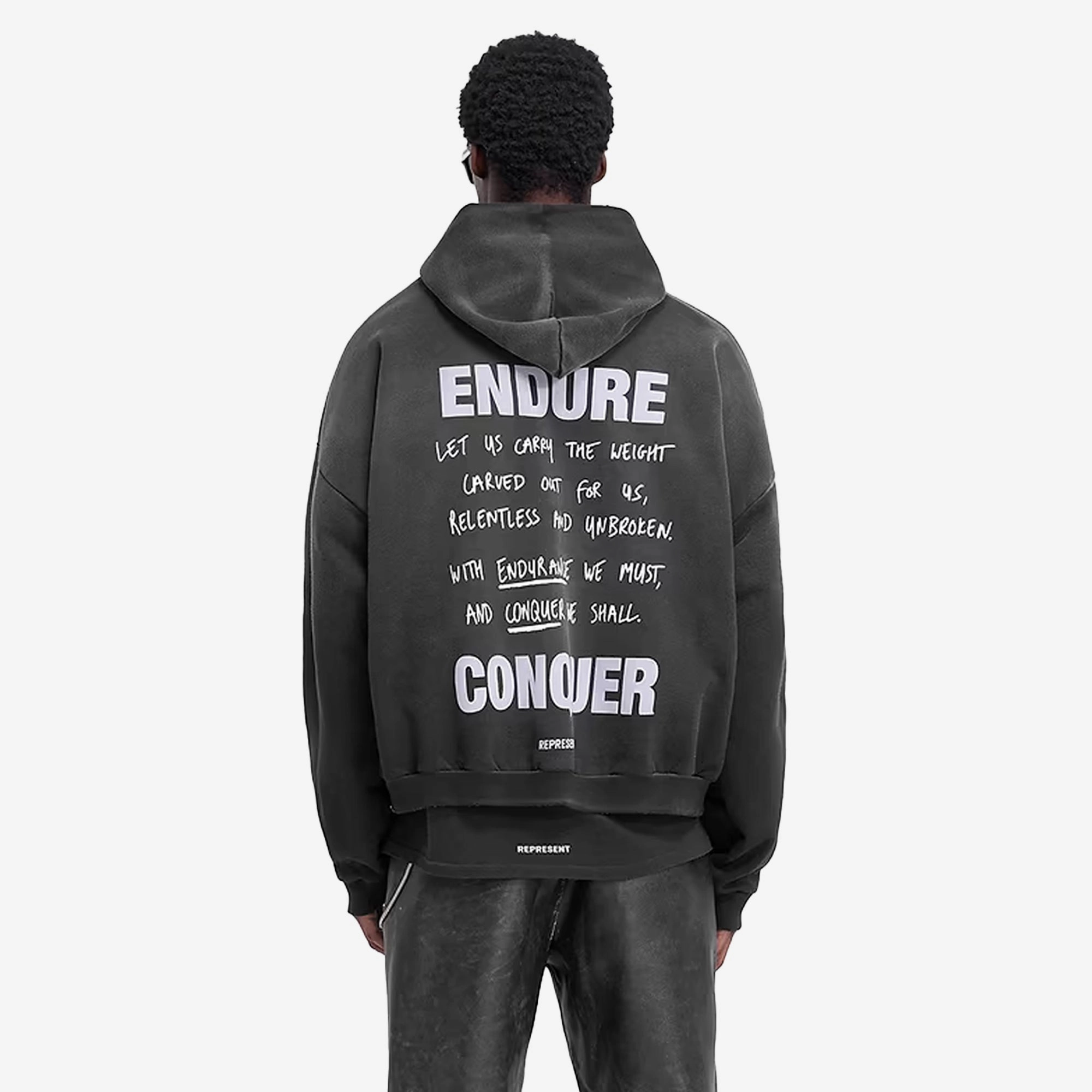 Represent | ATLAS HOODIE { STAINED BLACK Soft Core