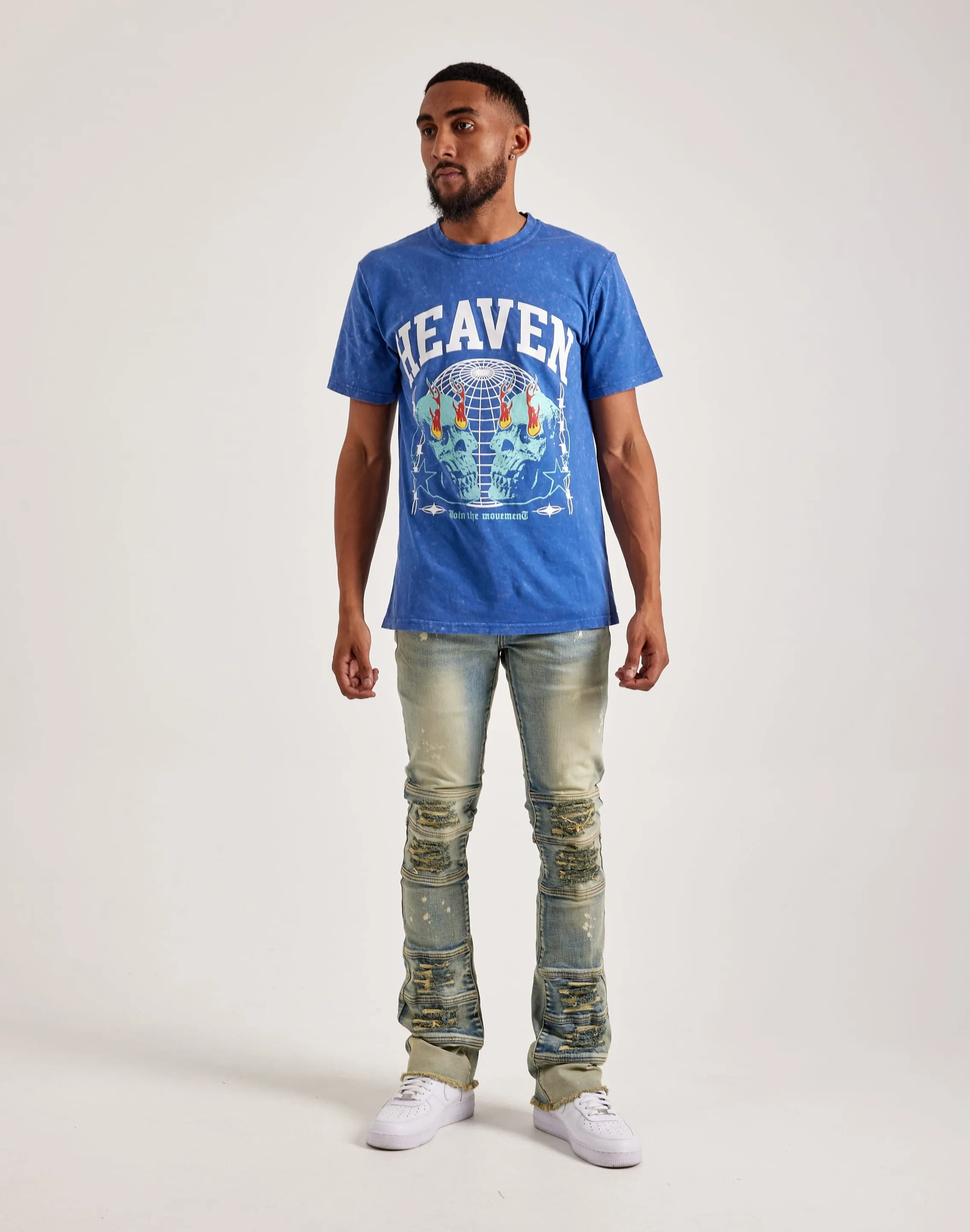 Feather Glow Modern Ease Kilogram Heavy Ripped Stacked Denim Jeans