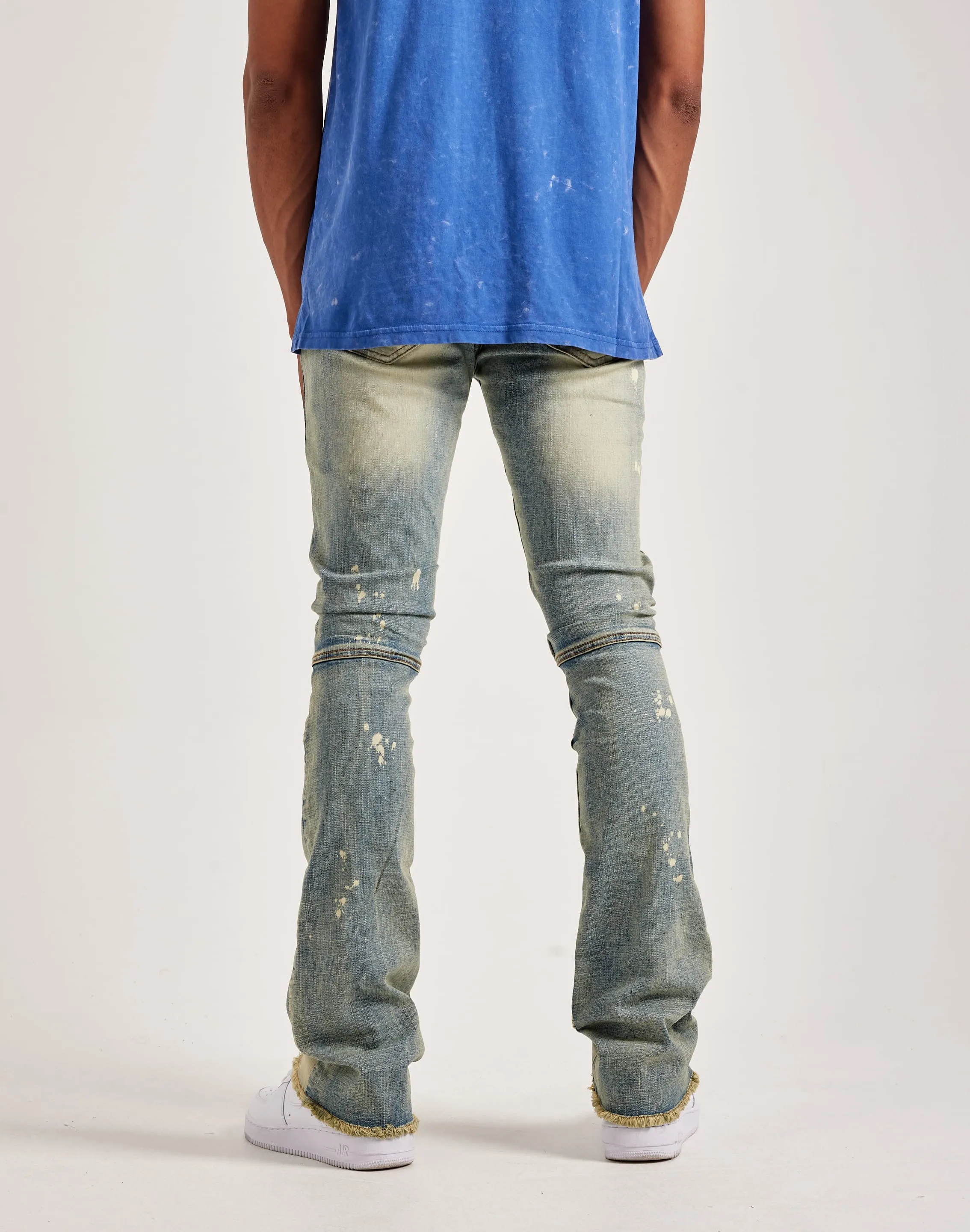Classic Mode Kilogram Heavy Ripped Stacked Denim Jeans