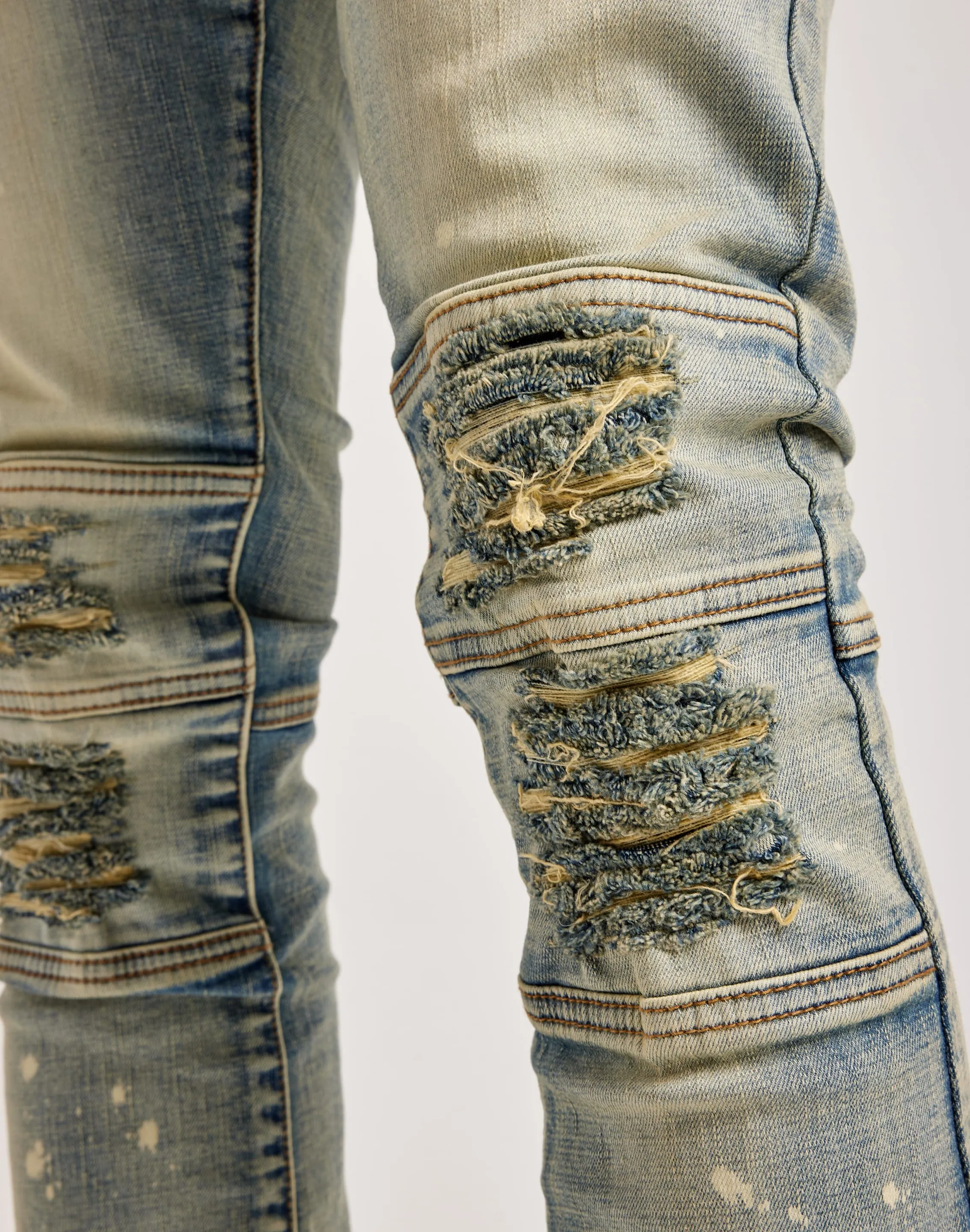 Team Vibe Surf Mood Kilogram Heavy Ripped Stacked Denim Jeans