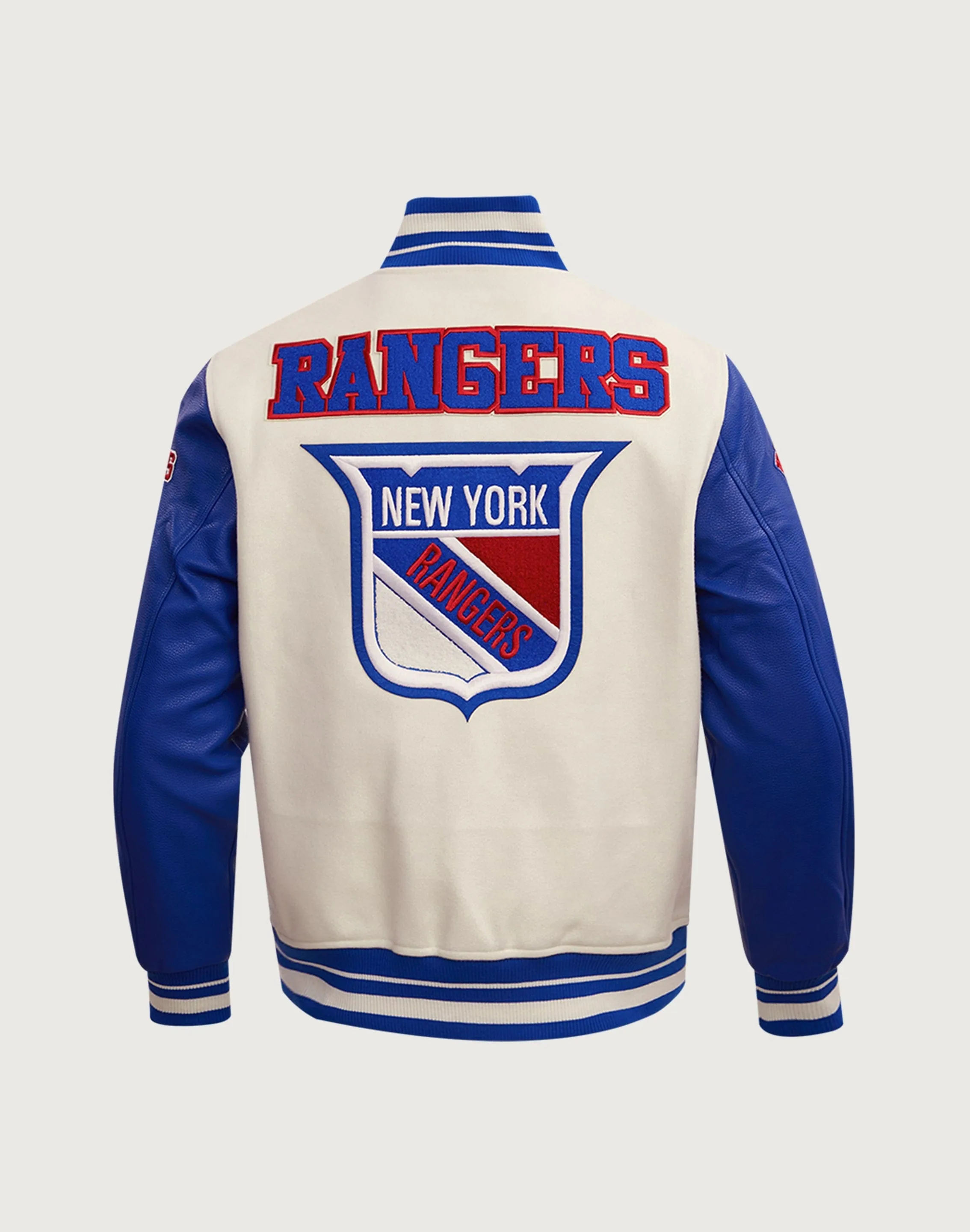 Pro Standard NHL New York Rangers Retro Classic Rib Wool Varsity Jacket Event Vibe MoistureManagement Technology