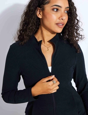 QuickAccess Pockets Spacedye On The Go Mock Neck Jacket - Darkest Night