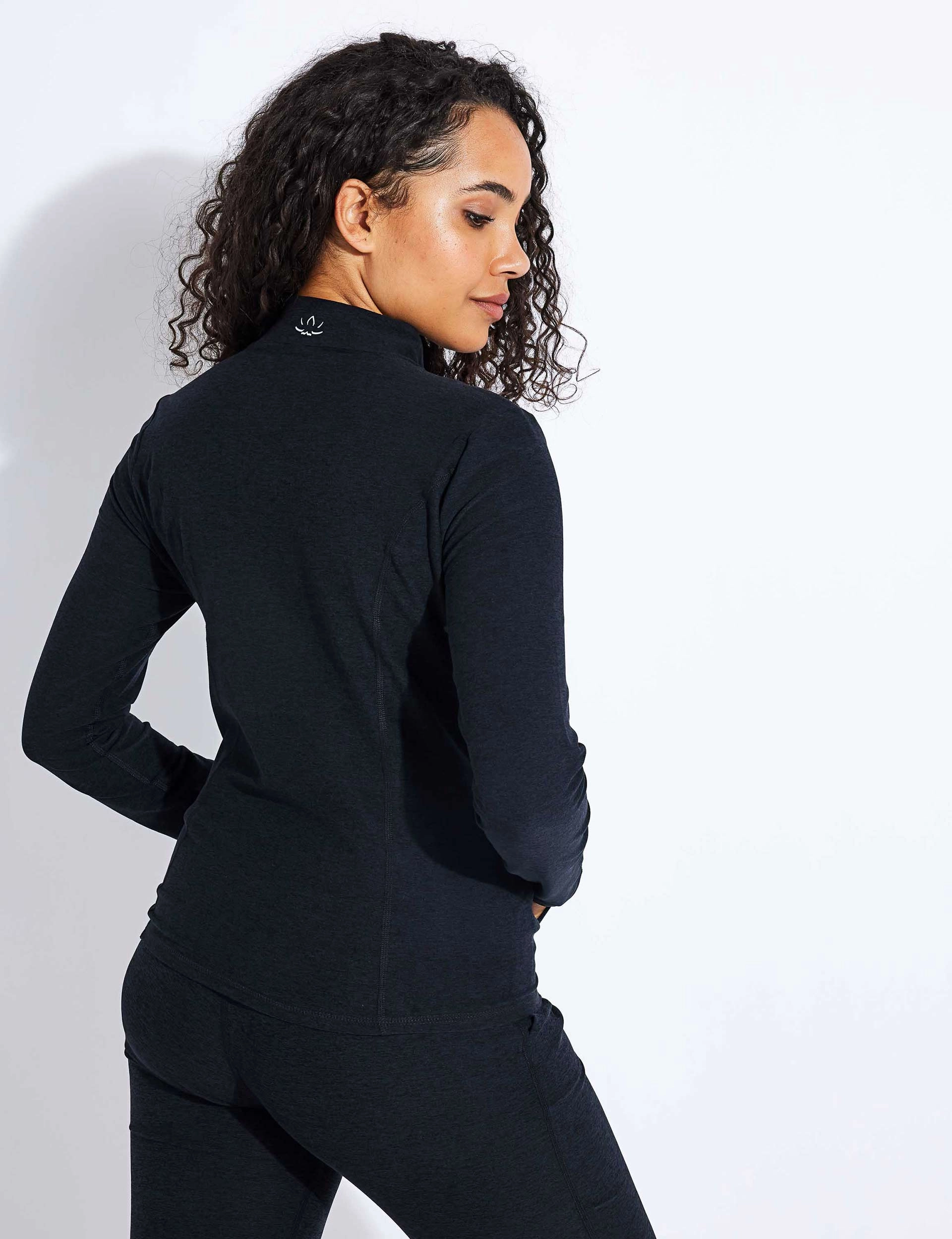 Spacedye On The Go Mock Neck Jacket - Darkest Night Effortless Look