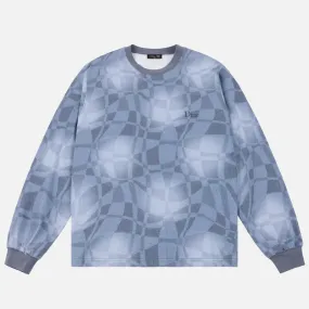 DoubleLayeredEdging Dad Core ABSTRACT LS SHIRT - STATIC BLUE